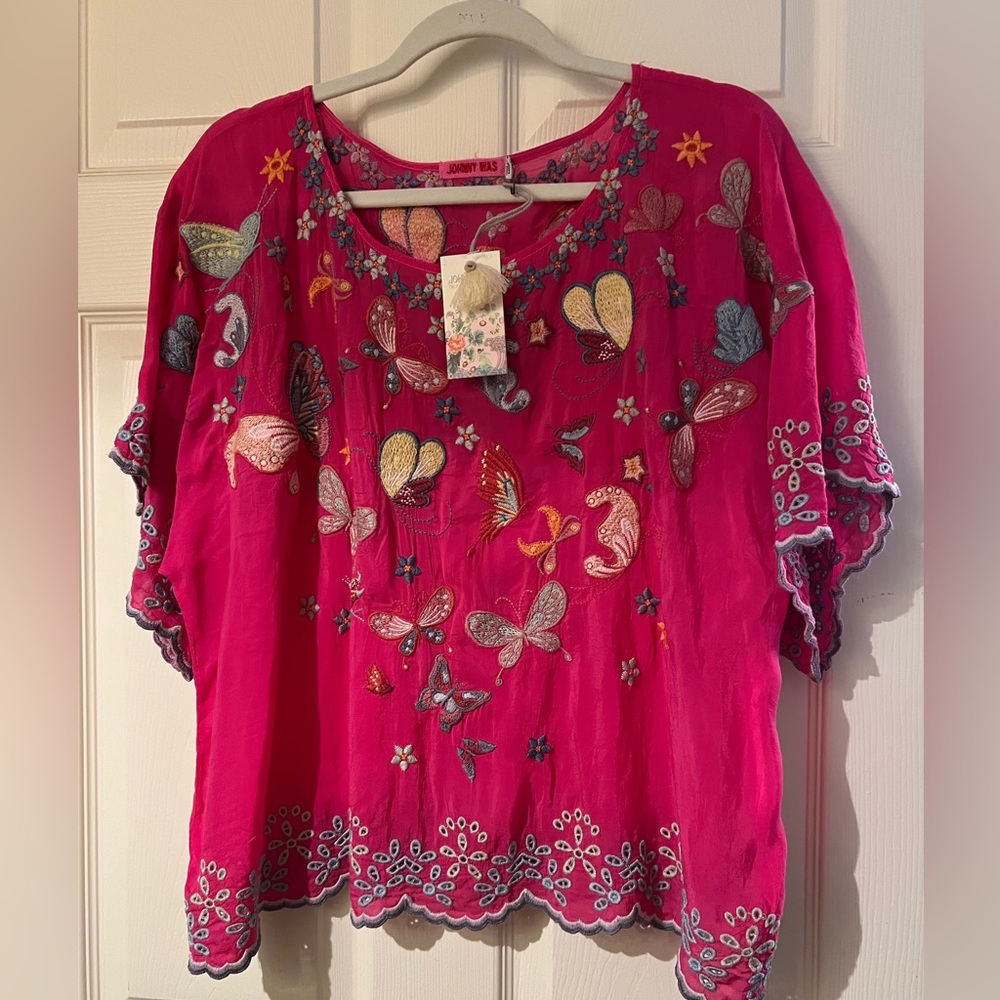 Johnny Was Orchid Lei Top